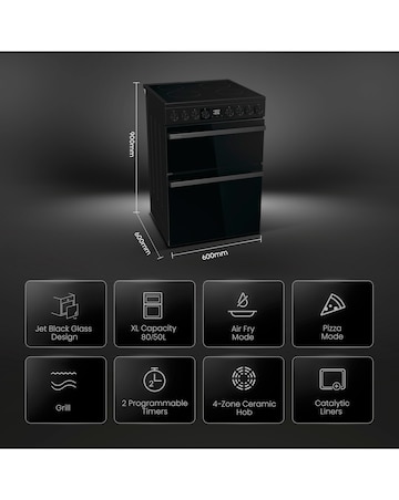 Hisense HDCEC6C20B 60cm Electric Double Cooker - Black