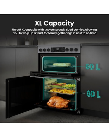 Hisense HDCEC6C20X 60cm Electric Double Cooker - Grey