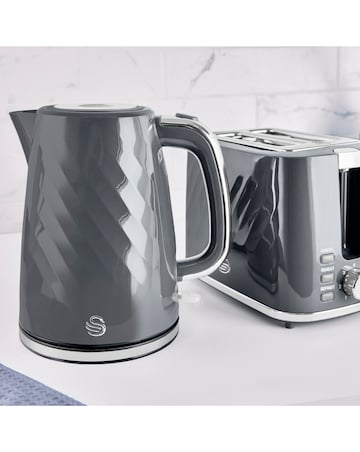 Swan Windsor 1.7L Textured Kettle and 2 Slice Toaster Grey