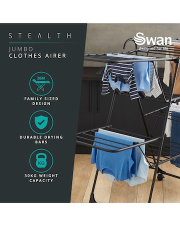 Swan Stealth Jumbo Clothes Airer 25M