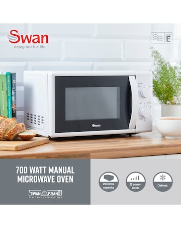 Swan SM4420WHT 20L White Manual Microwave