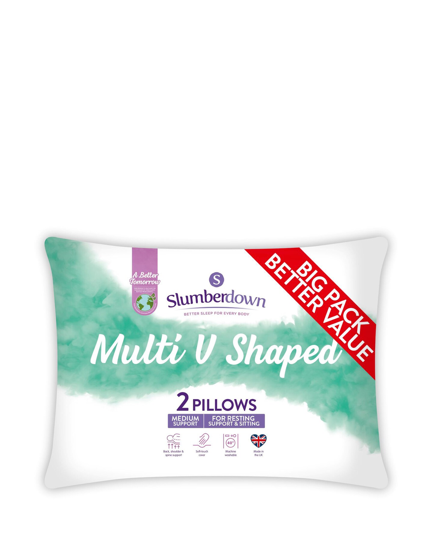 Slumberdown Pack of 2 V-Shaped Pillows