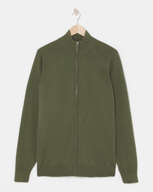 Zip Through Funnel Neck Cardigan