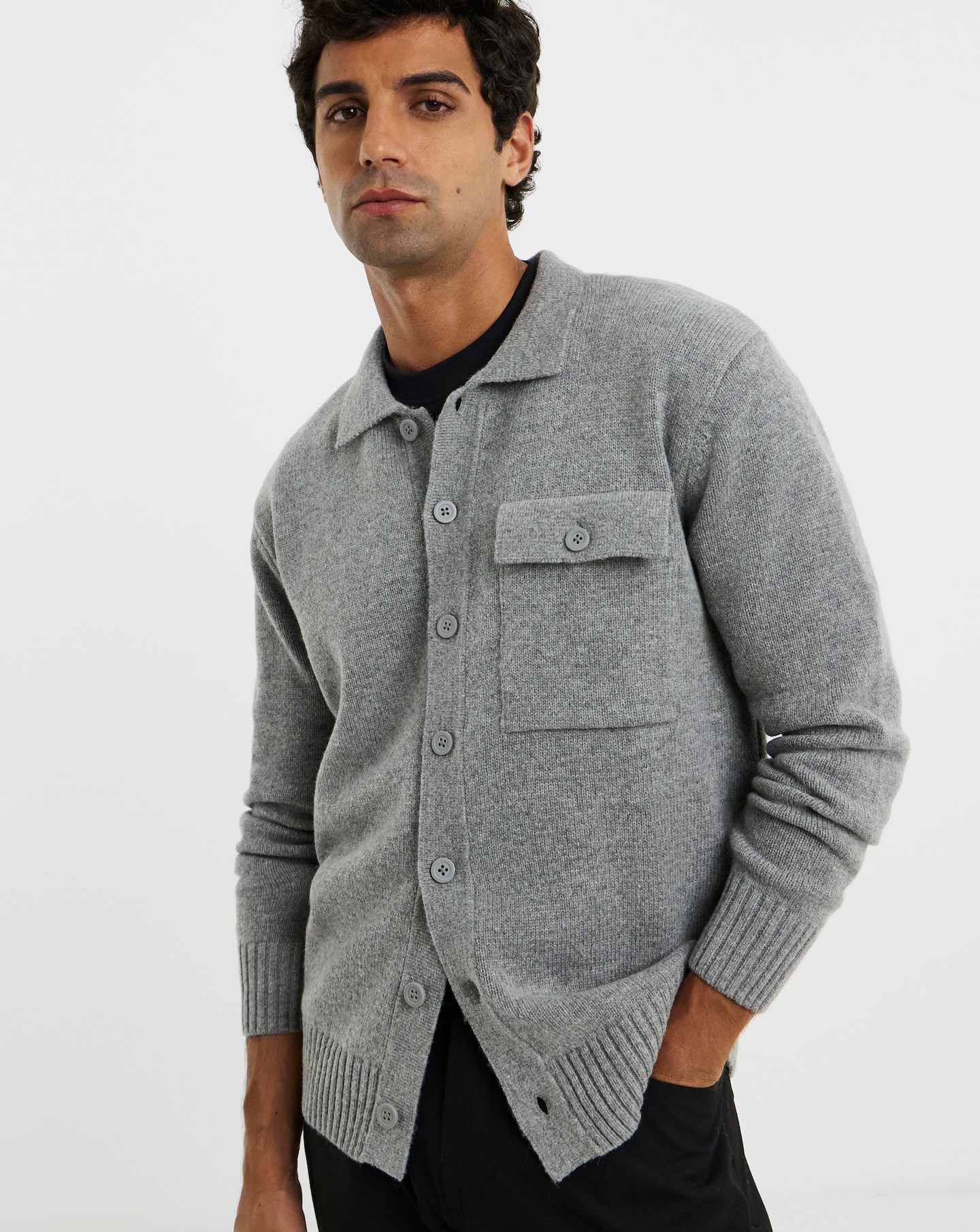 New In - Wool Mix Button Through Knitted Shirt