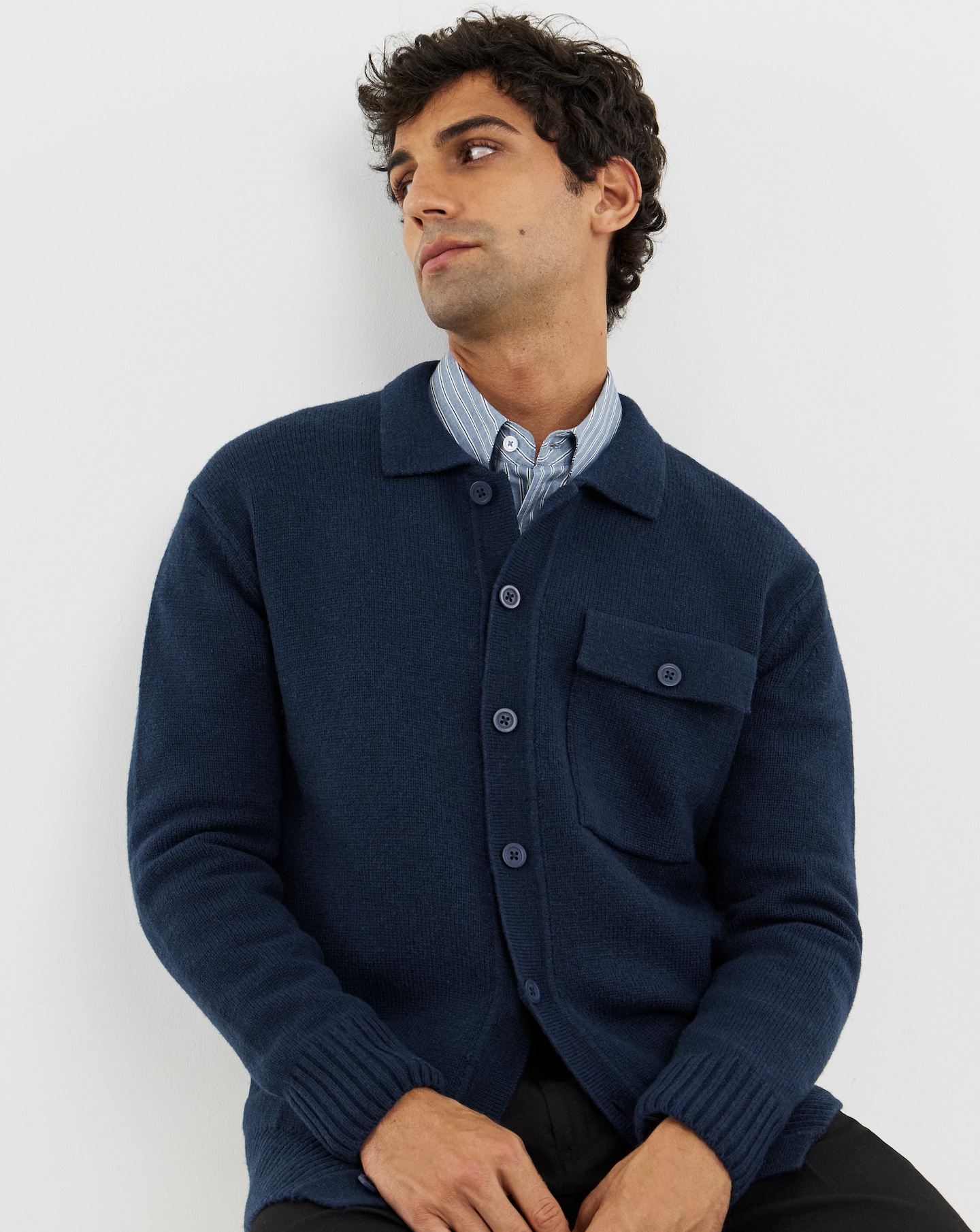 New In - Wool Mix Button Through Knitted Shirt