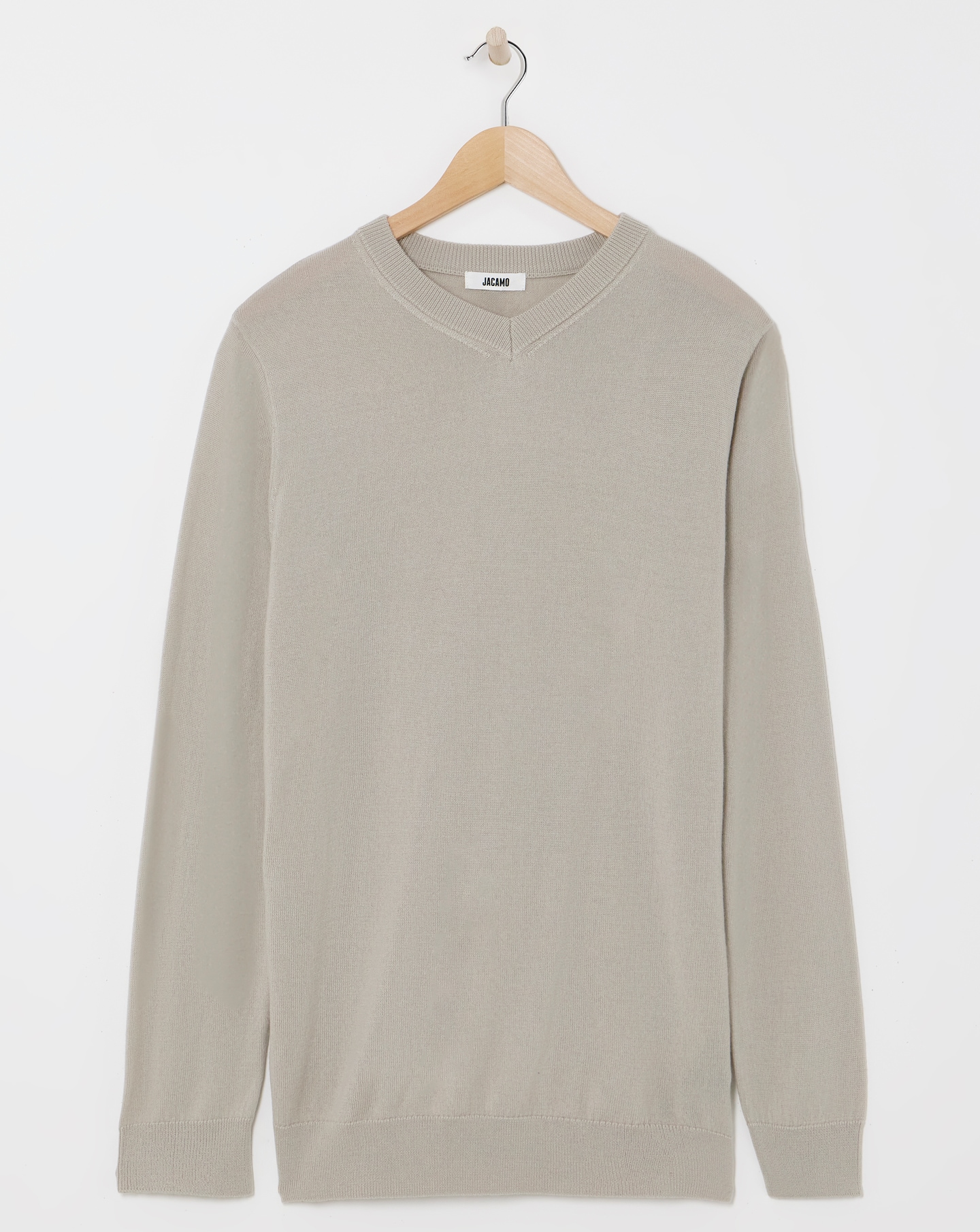 Merino Wool Stone V Neck Jumper