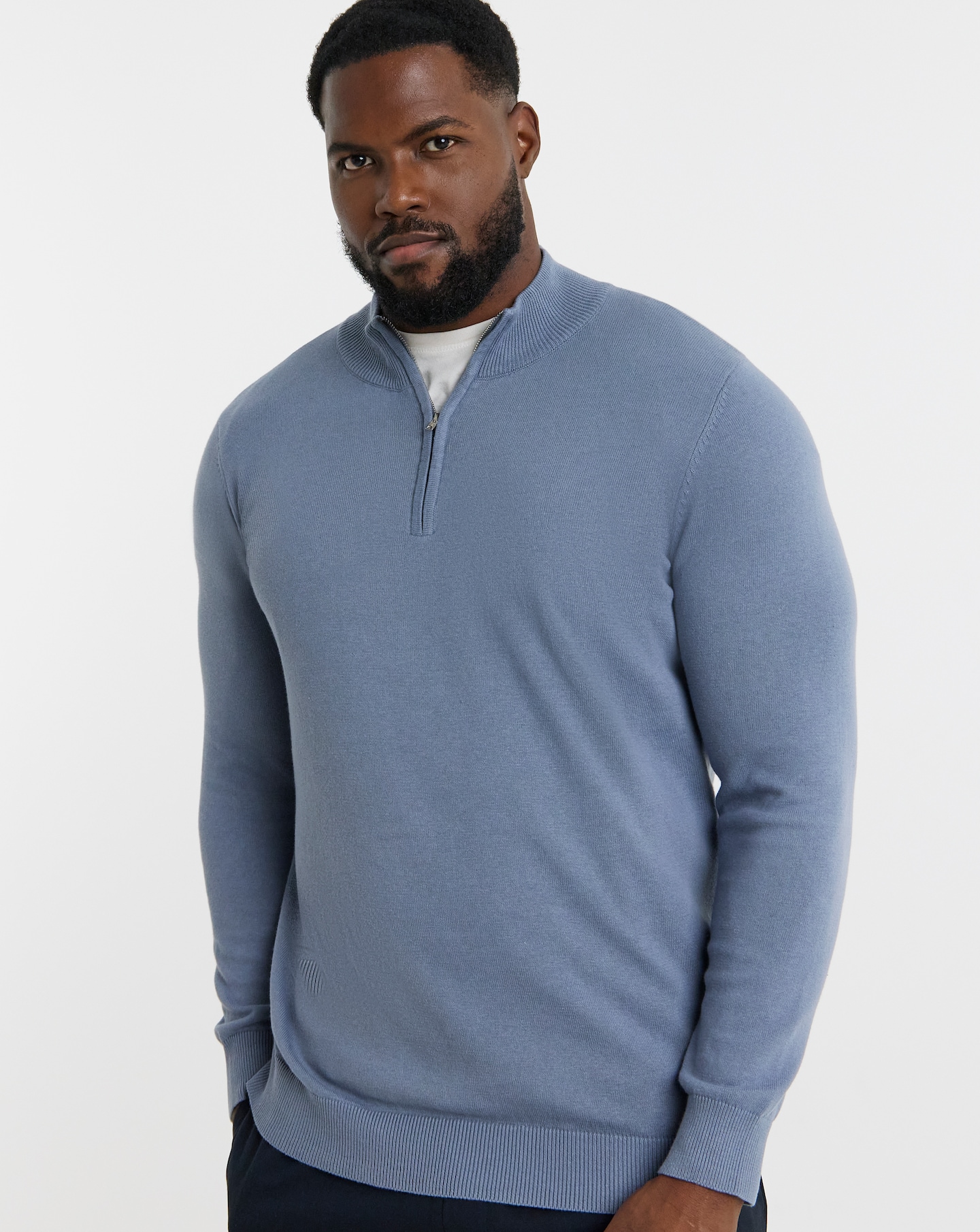 New In - Cotton 1/4 Zip Funnel Knit Top