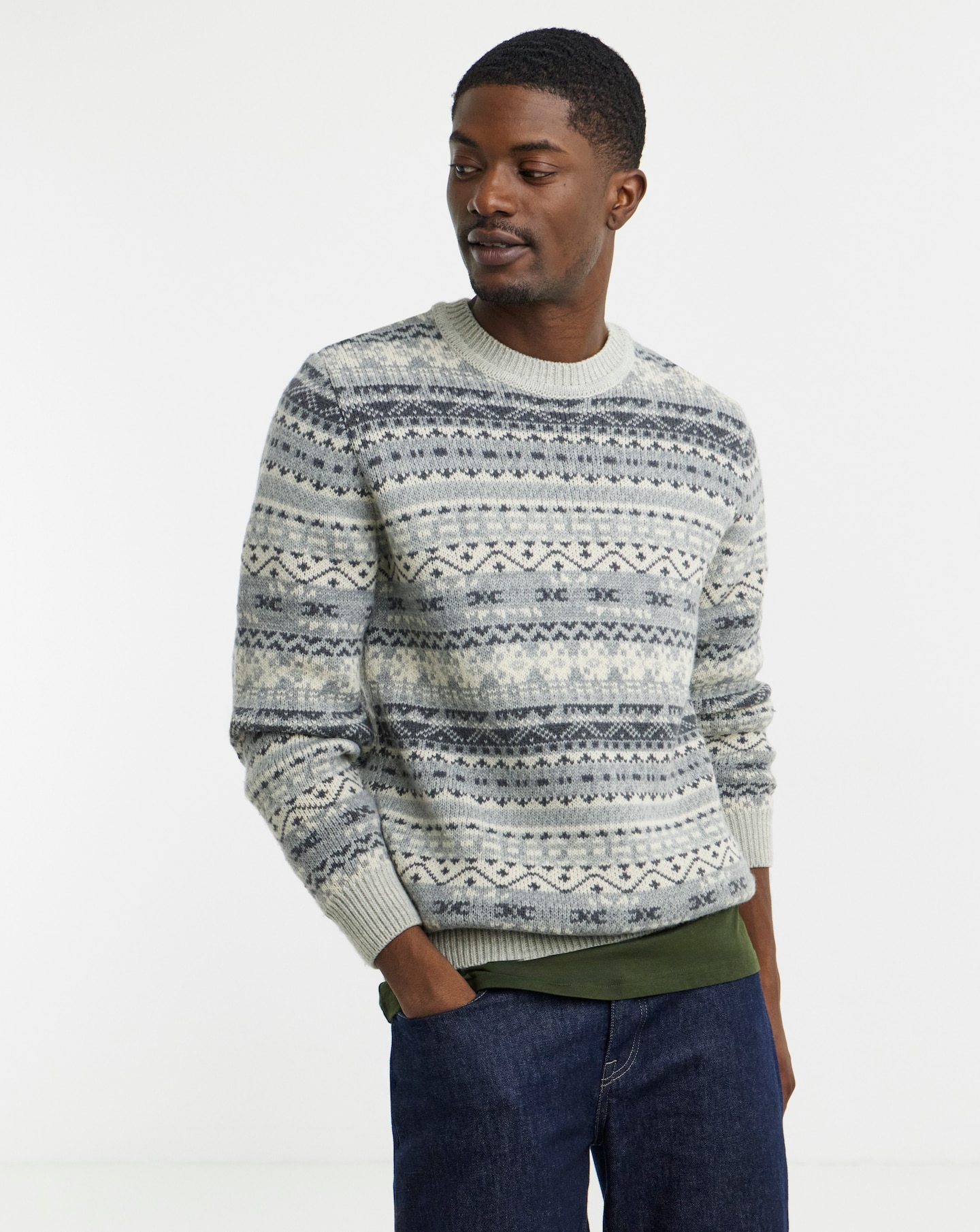 Knitted Fairisle Crew Neck Jumper