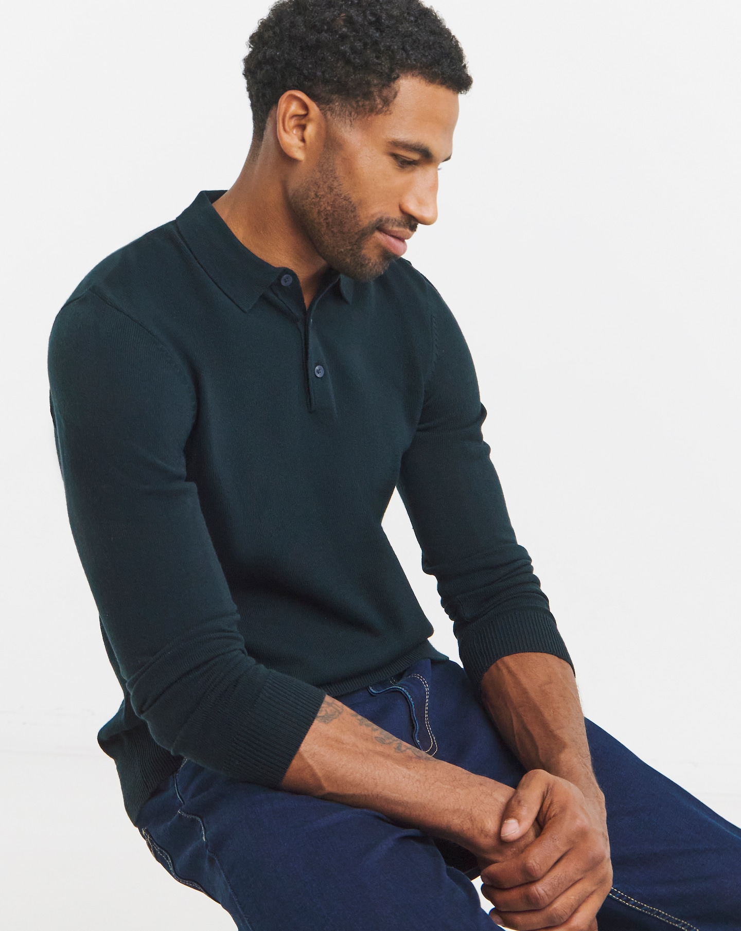 Value Knitted Long Sleeve Polo