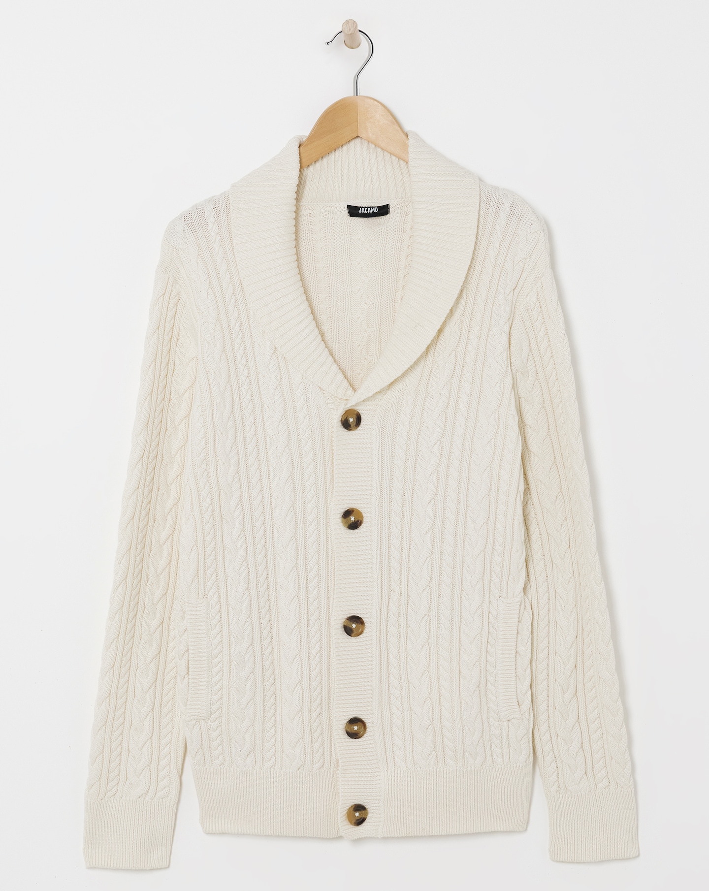 Cable Knit Shawl Neck Cardigan