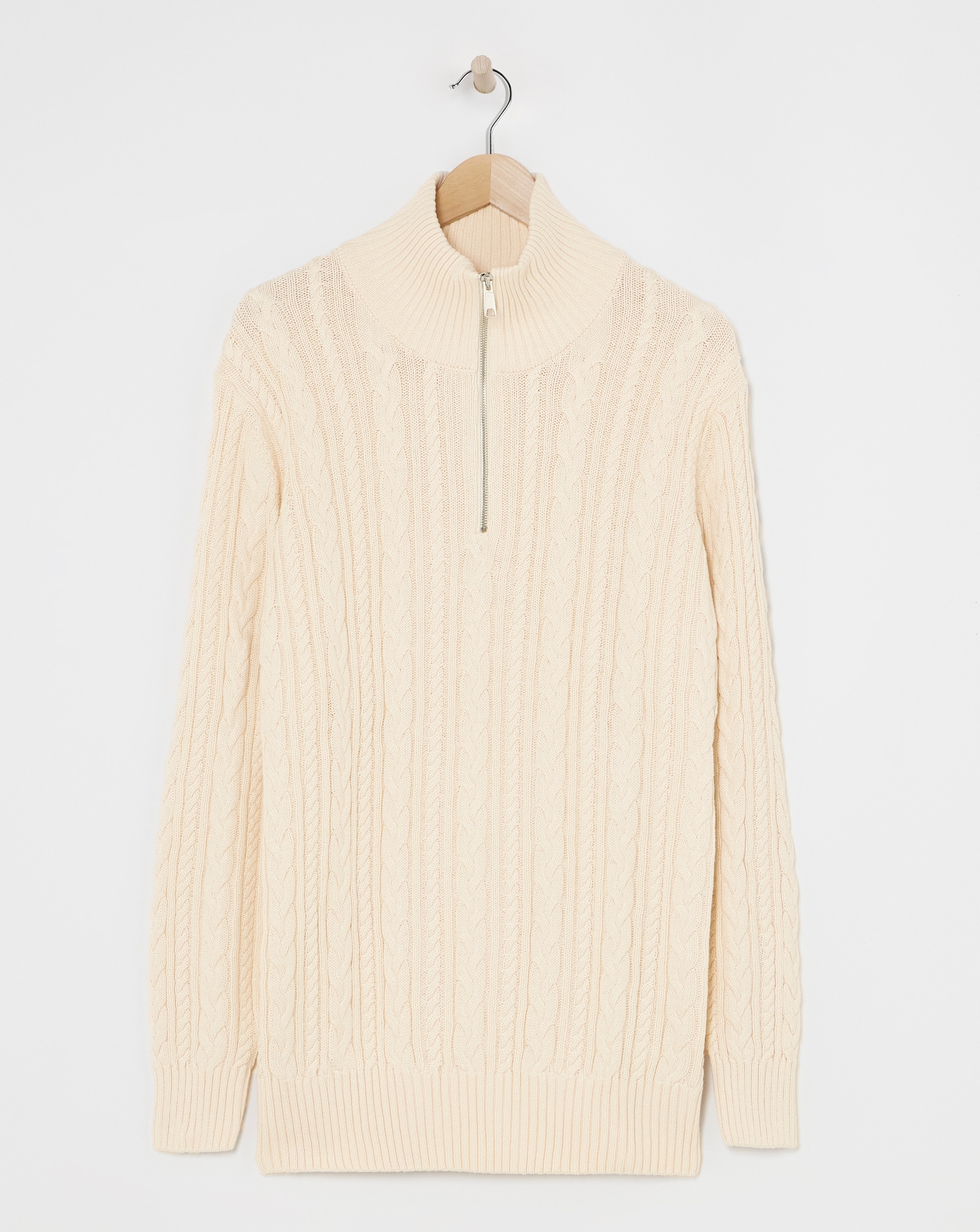 Ecru Cable Knit 1/4 Zip