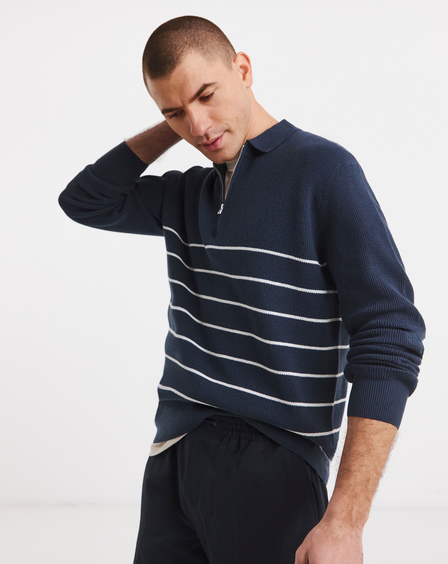 New In - Stripe Slouch Knitted Polo