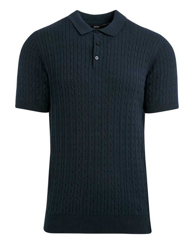 Cable Knitted Polo - Dark Navy