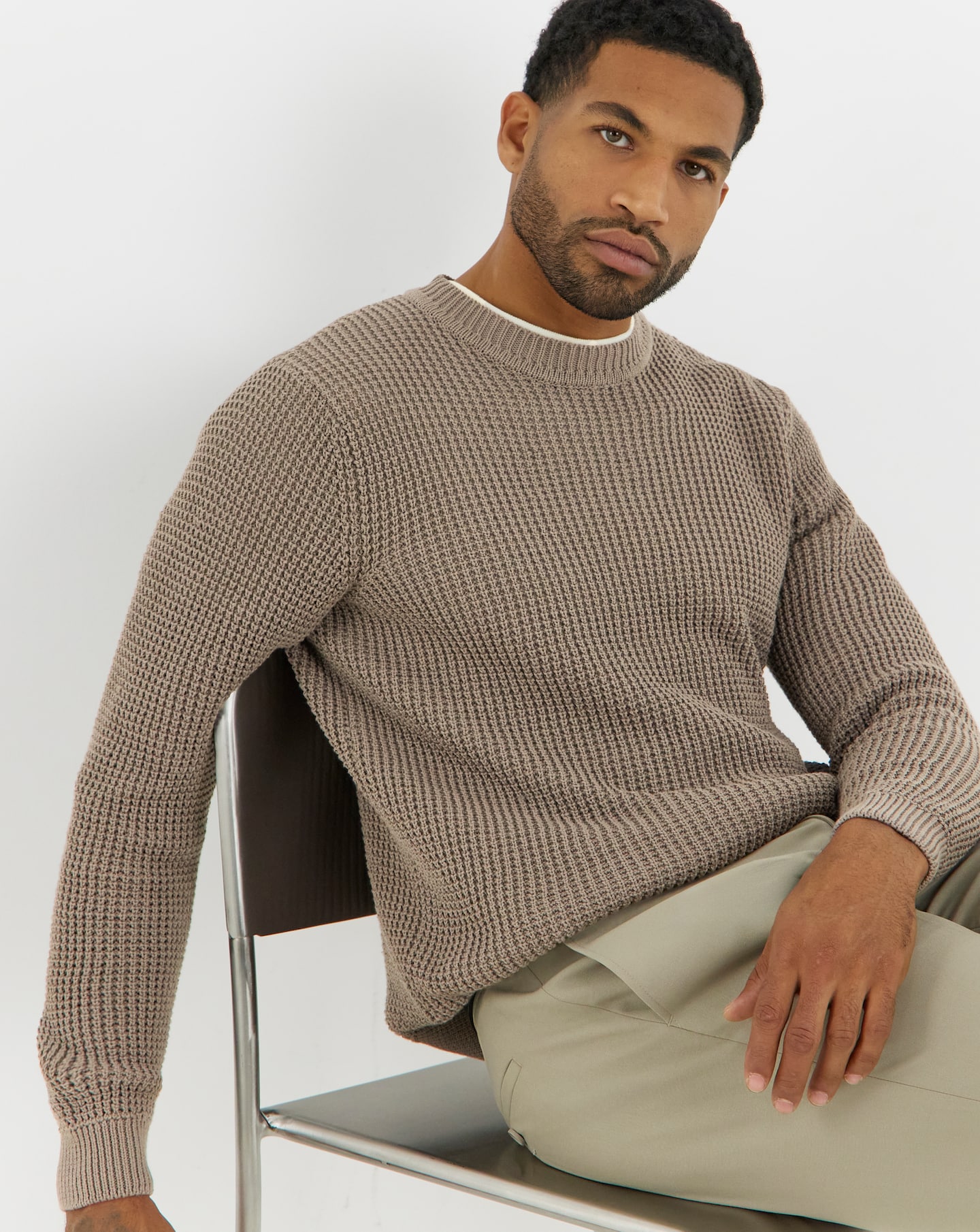 New In - Textured Crew Neck Jumper
