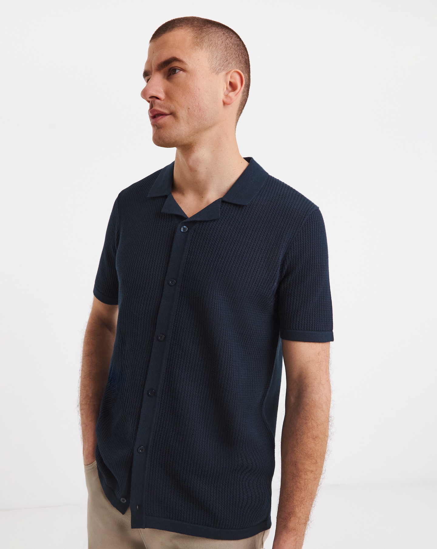 New In - Knitted Revere Collar Shirt