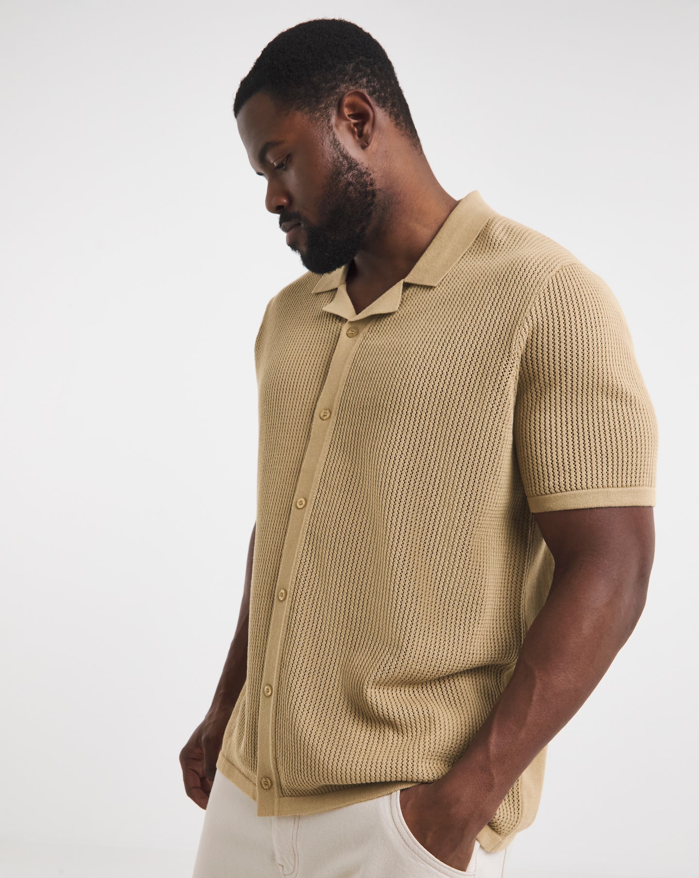 Knitted Revere Collar Shirt