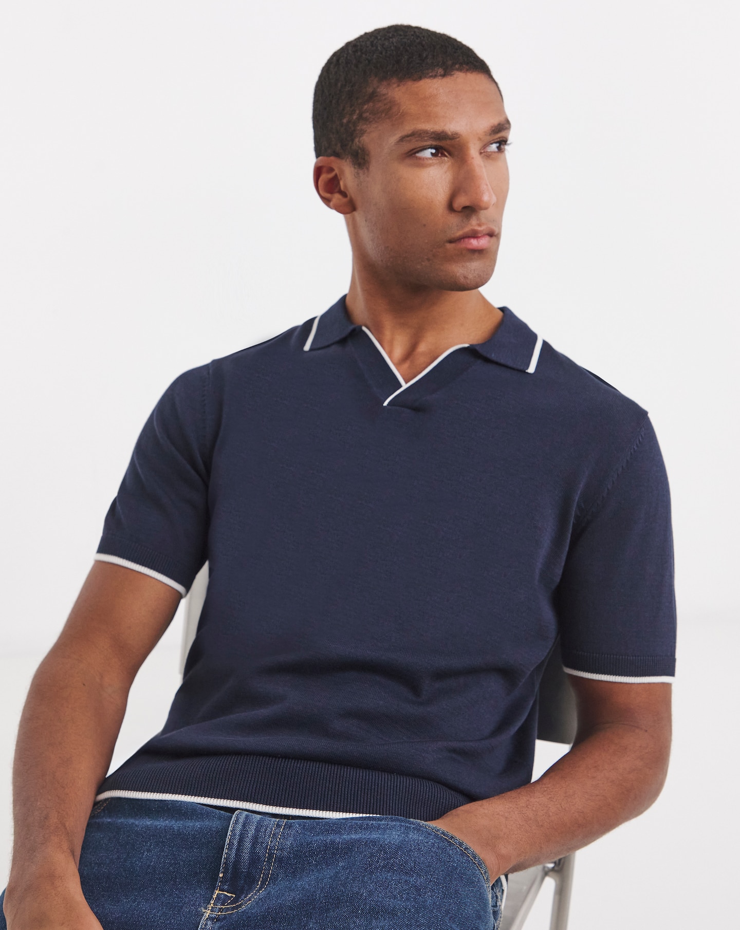New In - Tipped Knitted Short Sleeve Polo