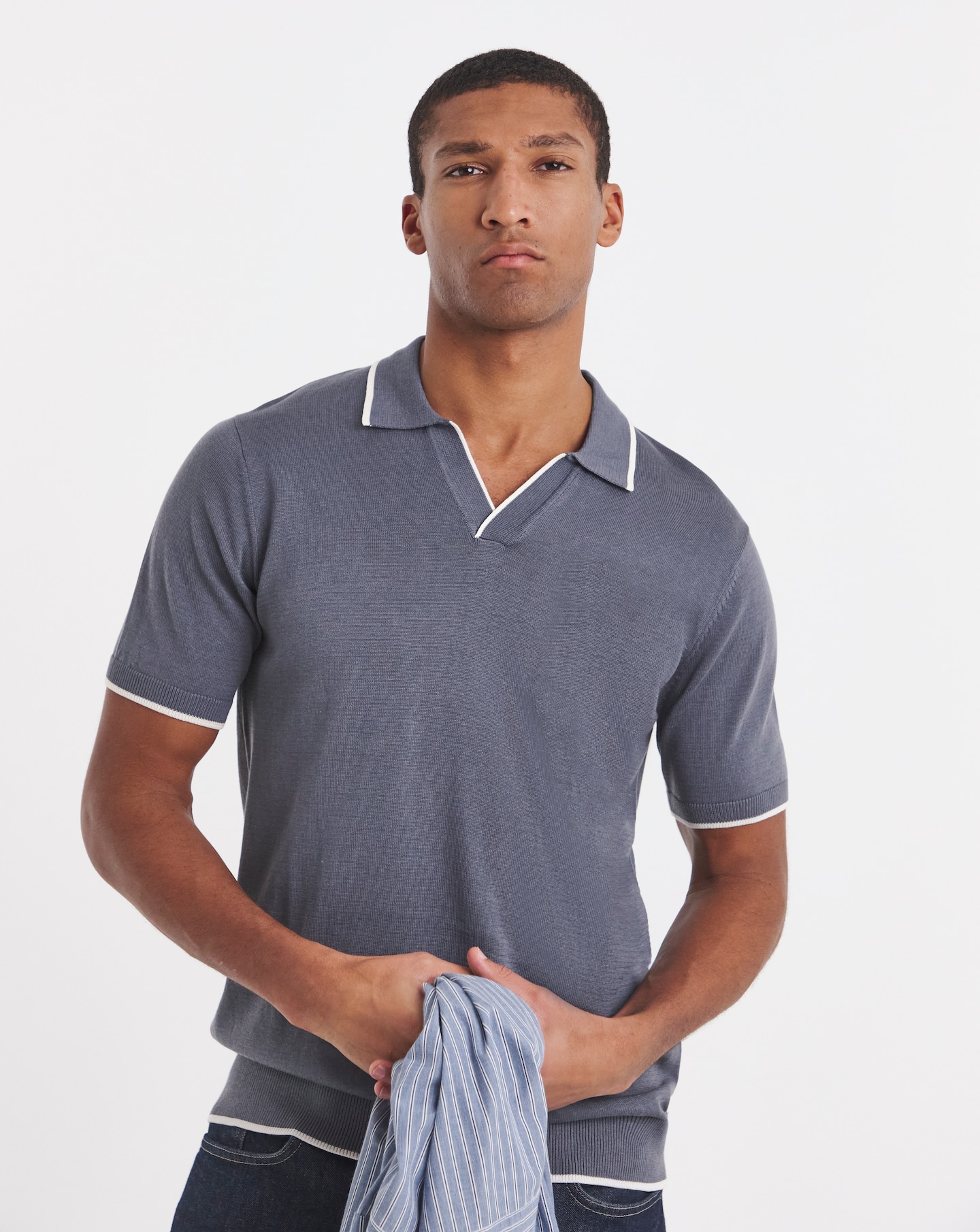 New In - Tipped Knitted Short Sleeve Polo