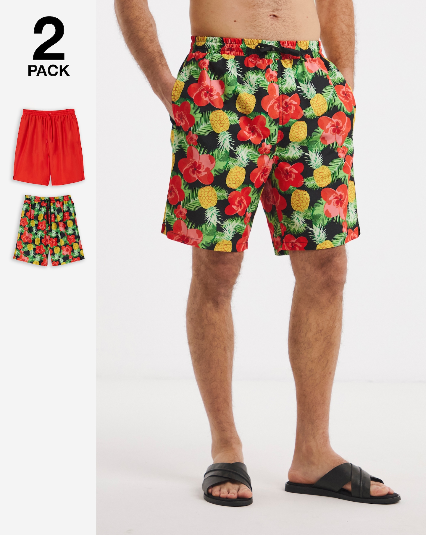 New In - 2 Pack Tropical Swim Shorts Long