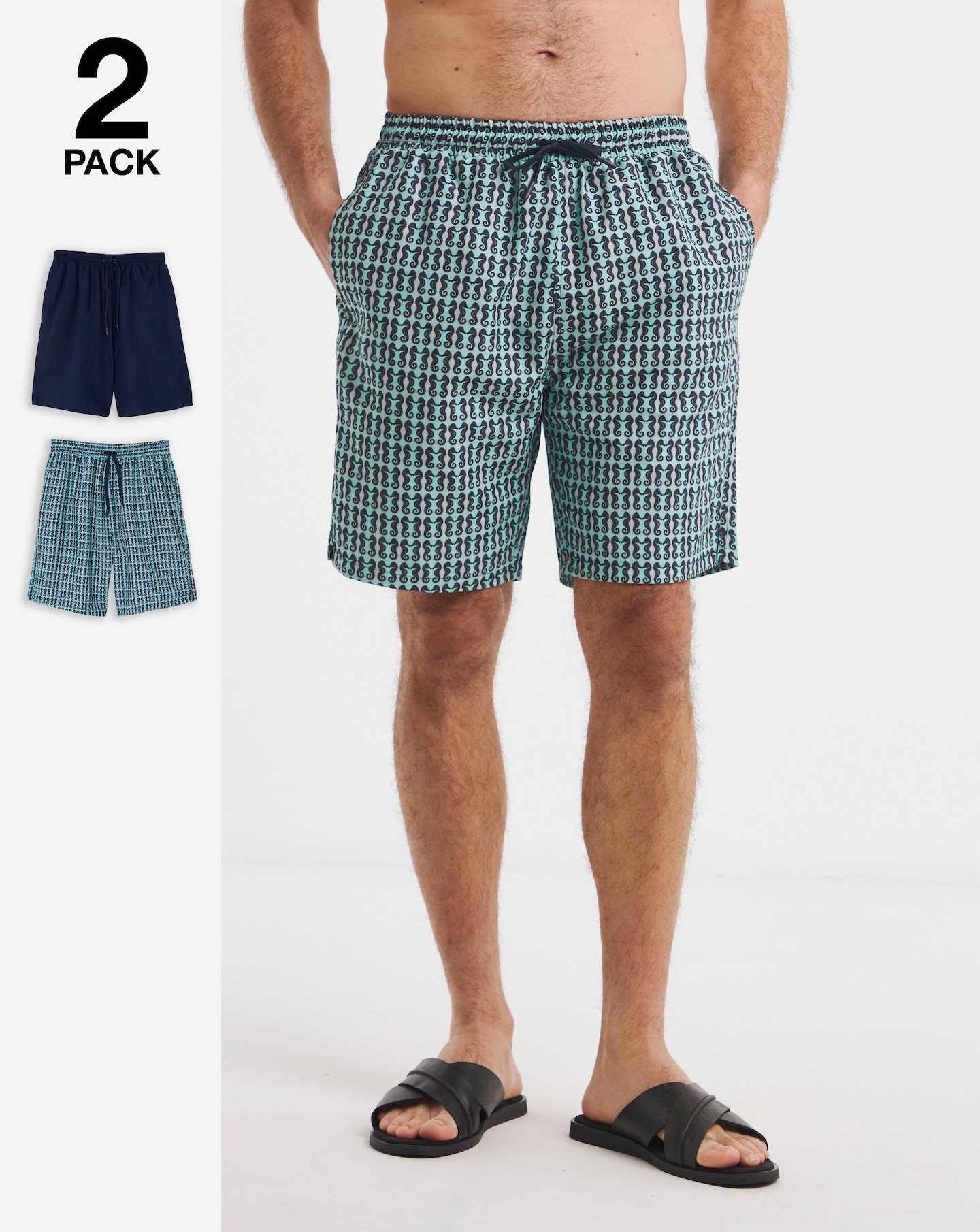 New In - 2 Pack Seahorse Swim Shorts Long