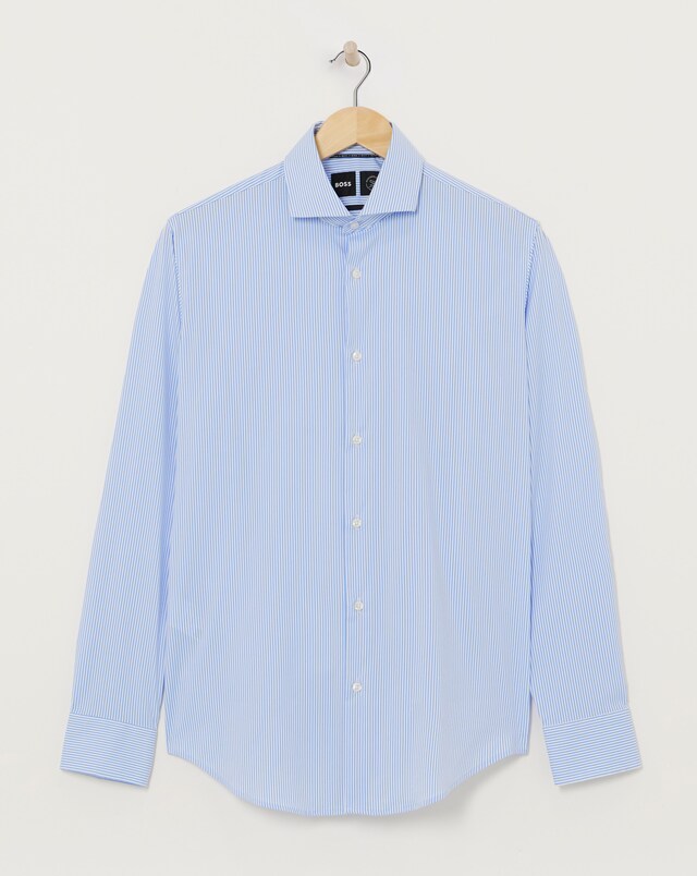 BOSS Regular Fit Stripe Formal Shirt - Pastel Blue
