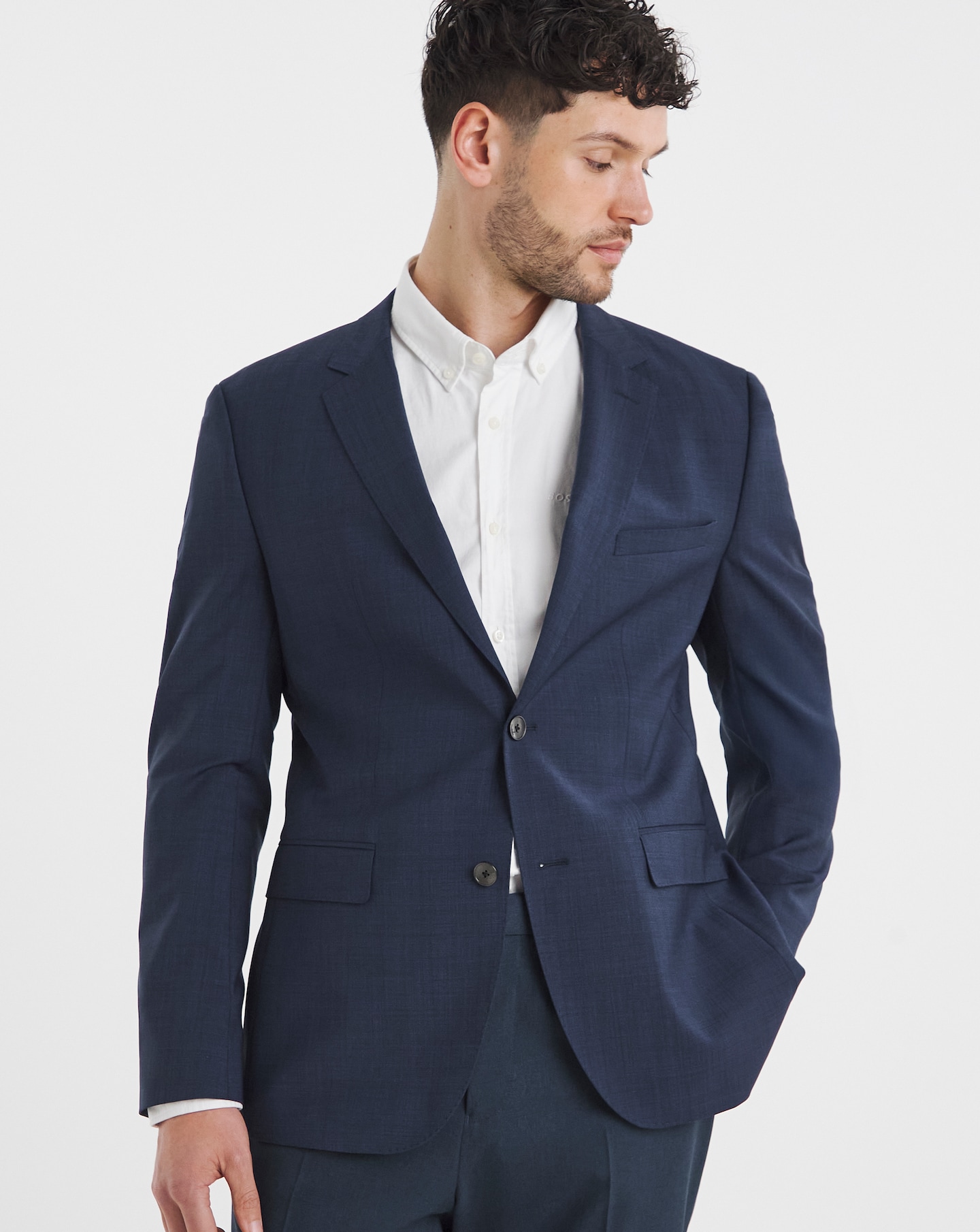 BOSS Navy Wool Mix Suit Jacket