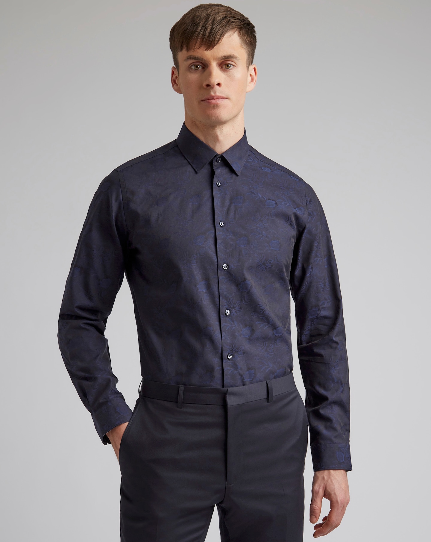 Ted Baker Floral Jacquard Slim Fit Shirt