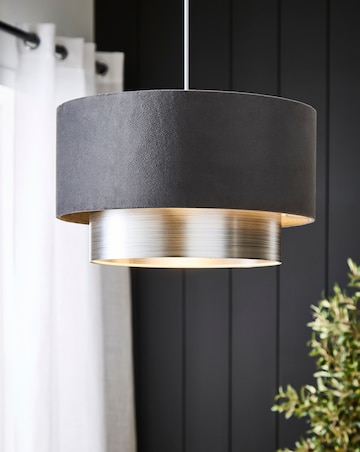 Melody Silver and Grey Velvet Tiered 40cm Shade