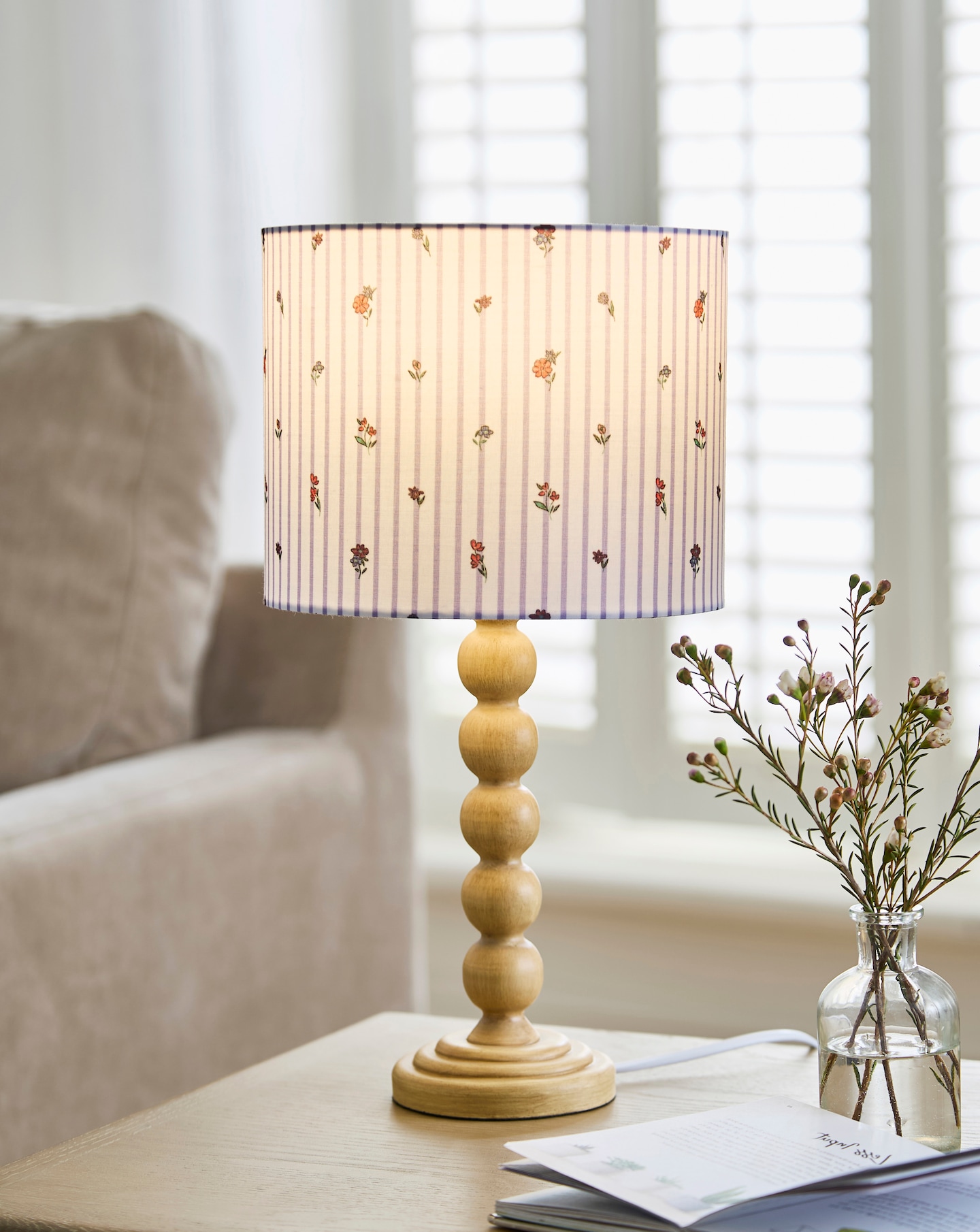 New In - Julipa Evelyn Floral Stripe Bobbin Lamp