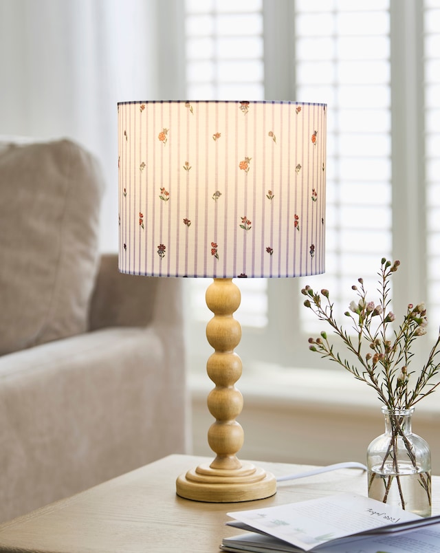 Julipa Evelyn Floral Stripe Bobbin Table Lamp