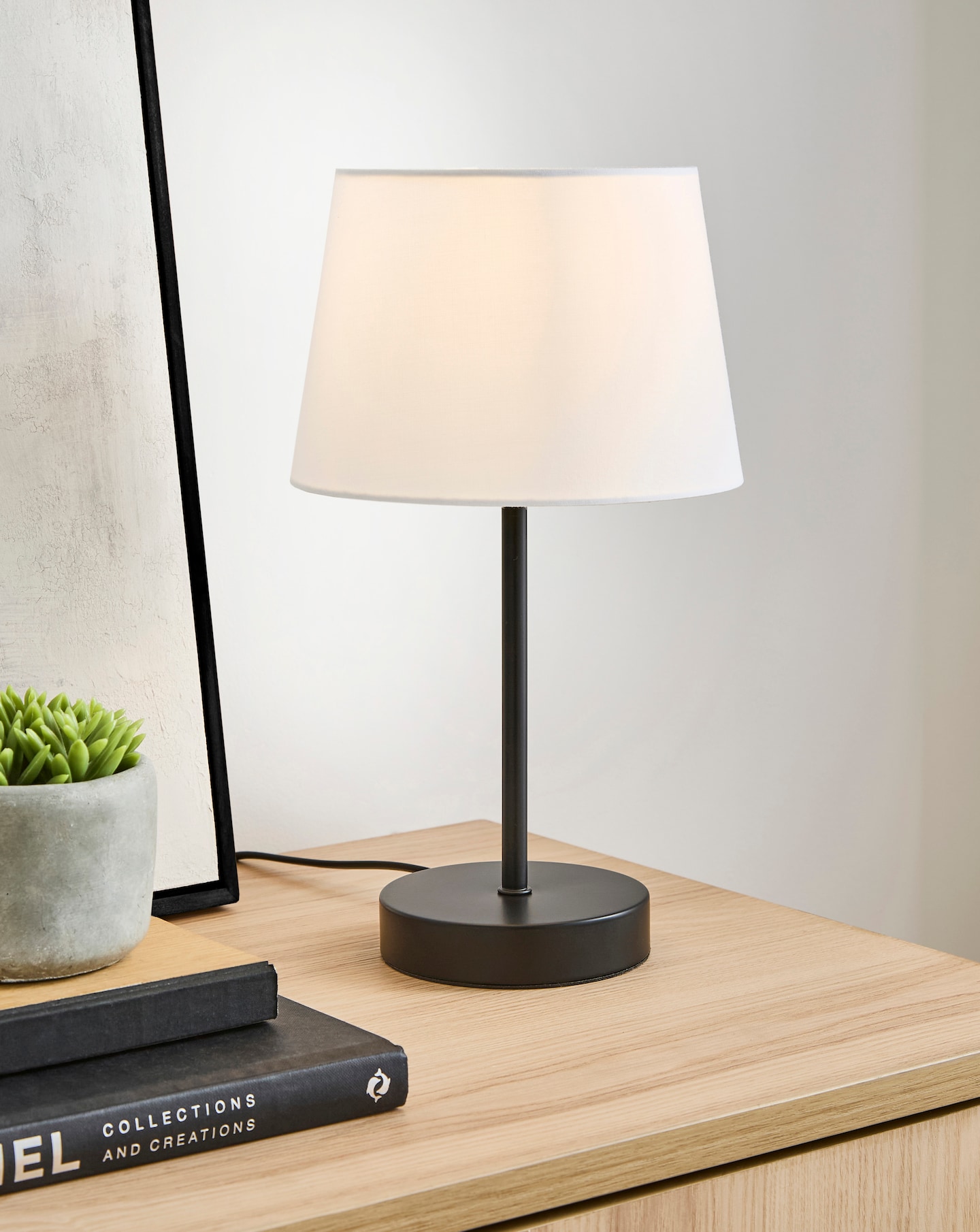 New In - Owen White and Matt Black Table Lamp