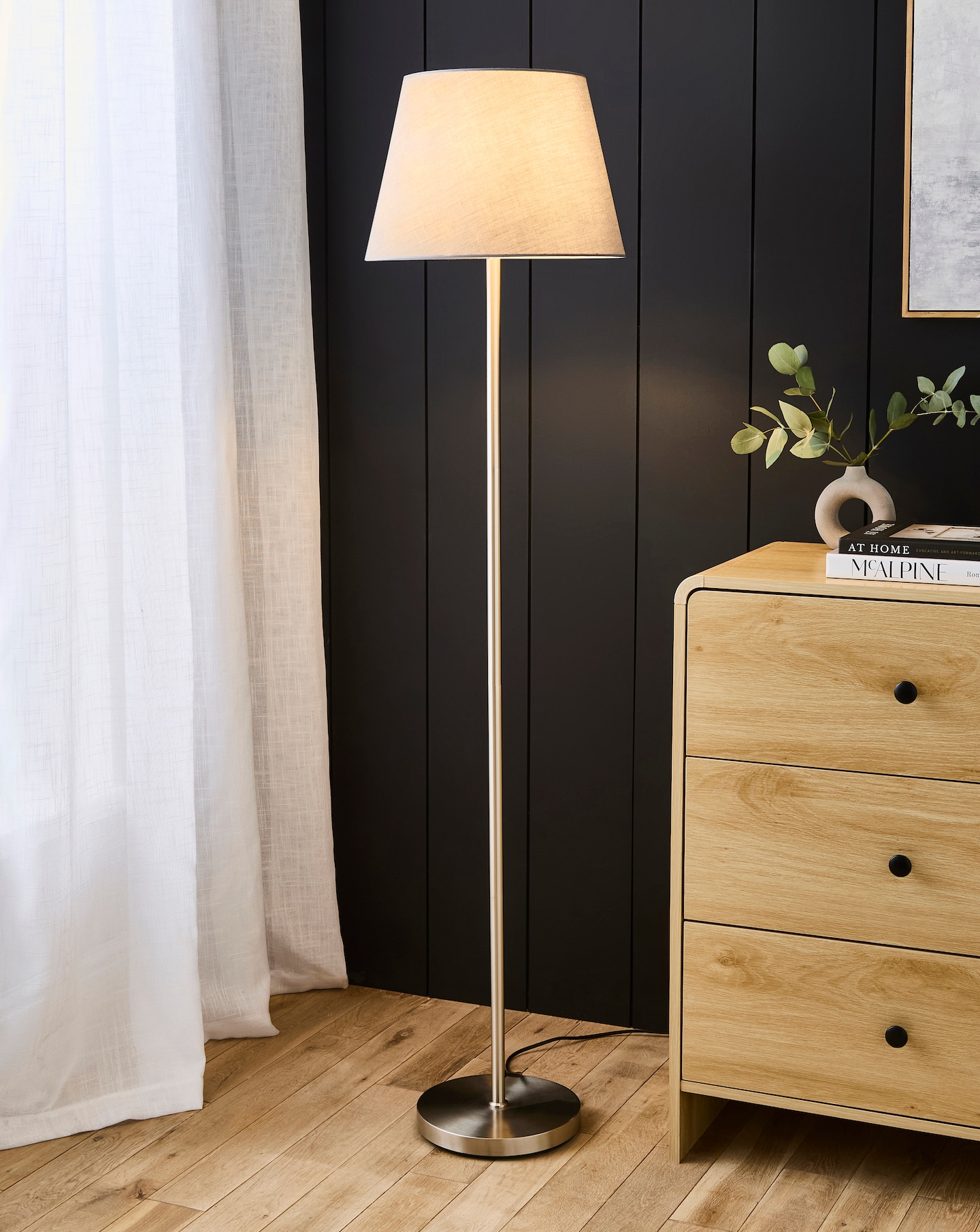 New In - Owen Grey and Chrome Floor Lamp