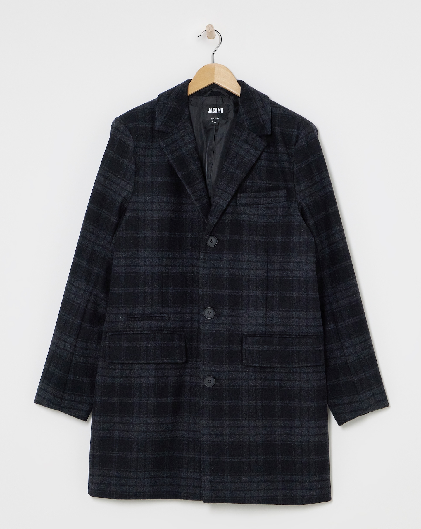 Wool Mix Check Overcoat