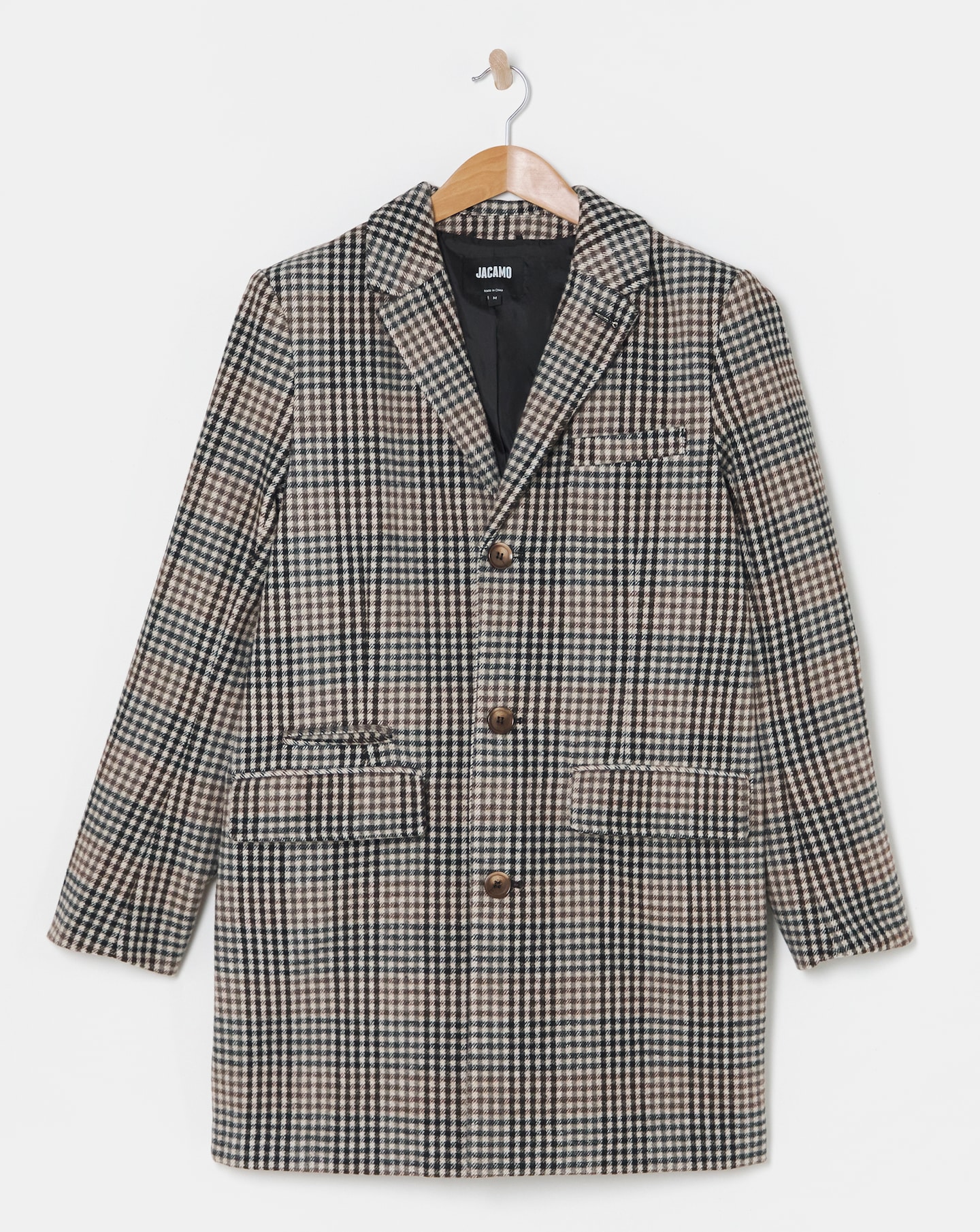 Wool Mix Check Over Coat
