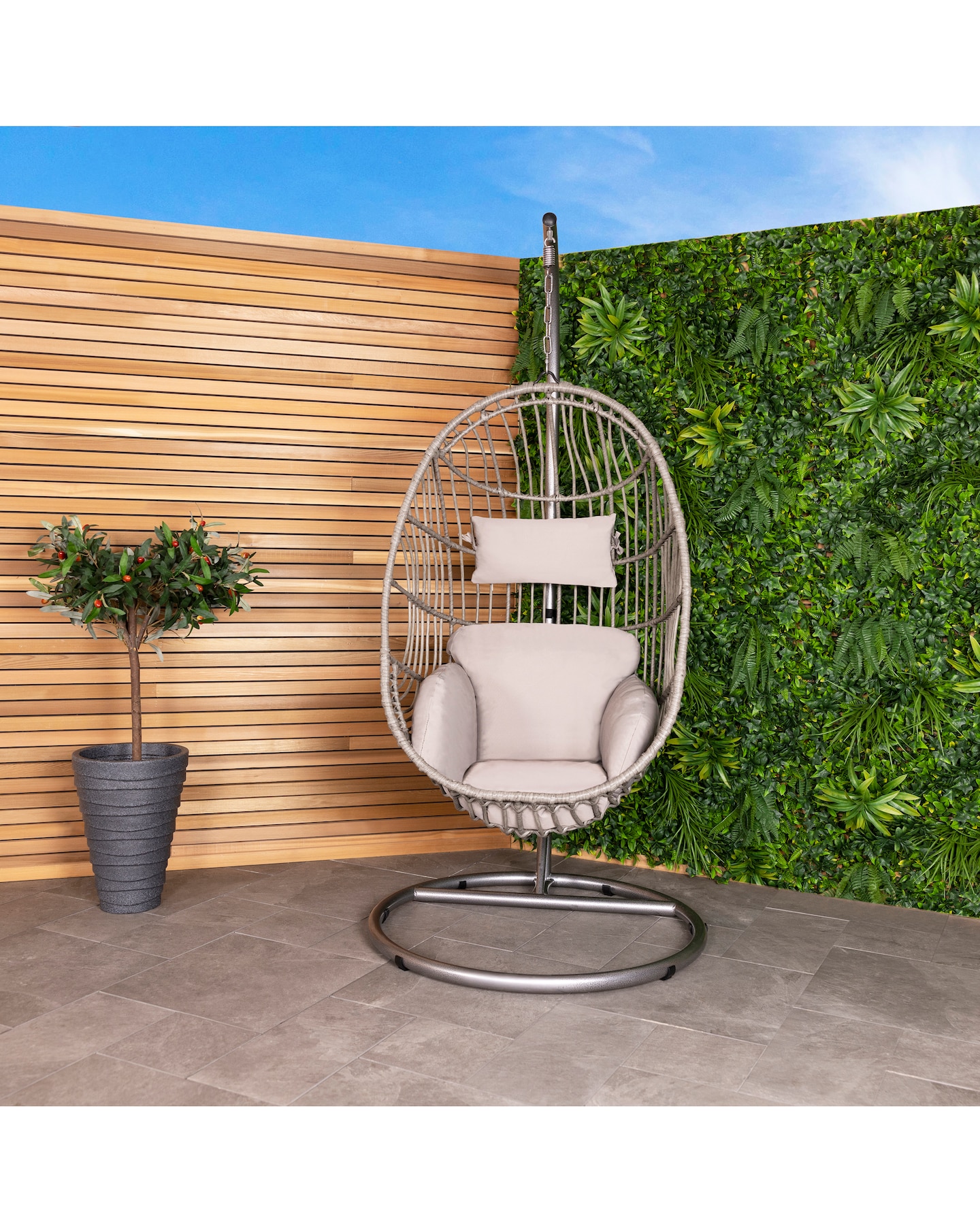 New In - Charles Bentley Rattan Egg Swing Chair