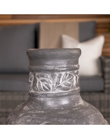 Charles Bentley Leaf Motif Clay Chimenea With Grill