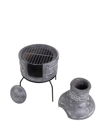 Charles Bentley Leaf Motif Clay Chimenea With Grill