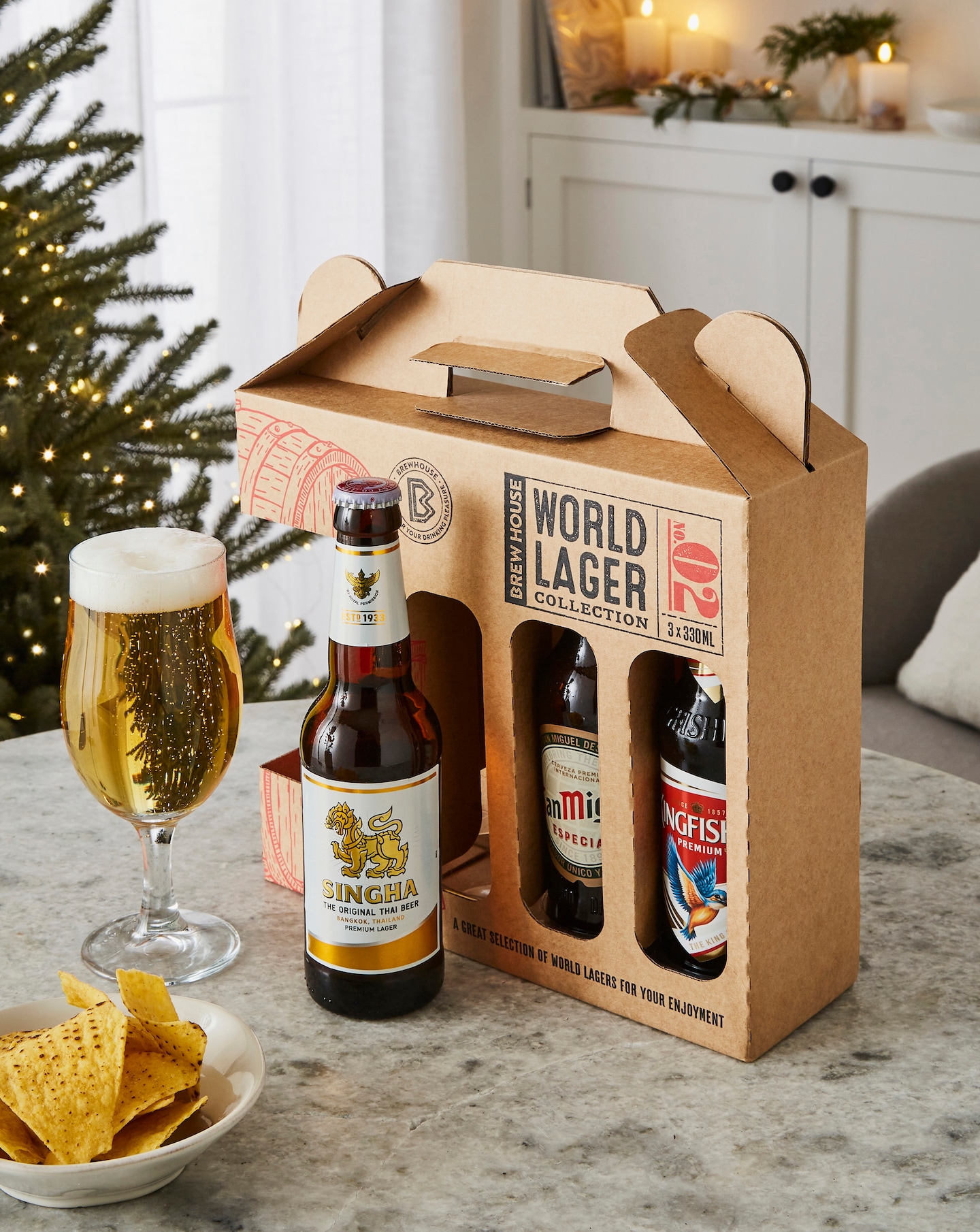 Brew House World Lager and Chalice Glass