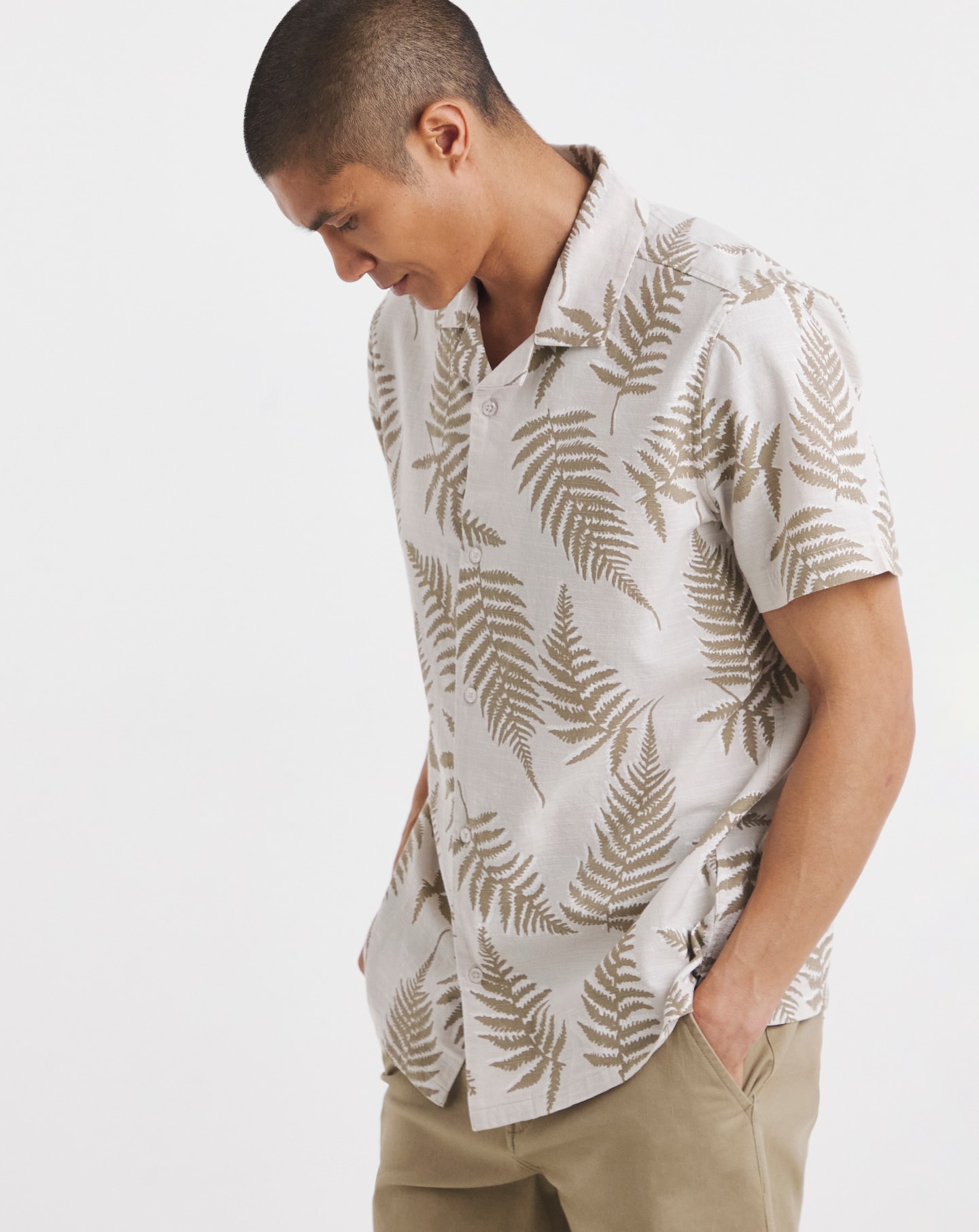 New In - Leaf Print Short Sleeve Shirt