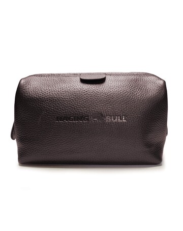 Raging Bull-Leather Wash Bag-Brown