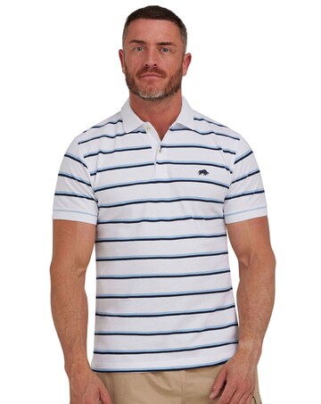 Raging Bull Trio Stripe Polo White