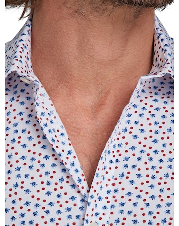 Raging Bull Micro Flower Print Shirt White