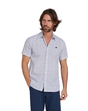 Raging Bull Micro Flower Print Shirt White