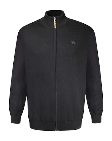 D555 Big & Tall Franco-1 Classic Zip Through Knitted Sweater - Black