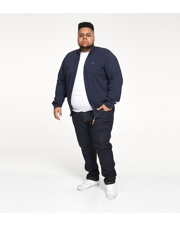 D555 Big & Tall Franco-2 Classic Zip Through Knitted Sweater - Navy