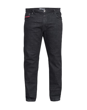 D555 Balfour Relaxed Comfort Fit Stretch Jeans With Elasticated Waist Black