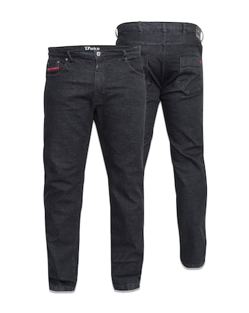 D555 Balfour Relaxed Comfort Fit Stretch Jeans With Elasticated Waist Black