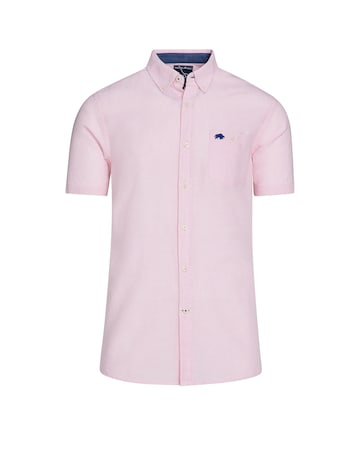 Raging Bull Short Sleeve Classic Linen Shirt Pink