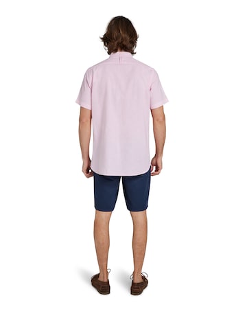 Raging Bull Short Sleeve Classic Linen Shirt Pink