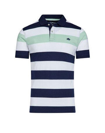 Raging Bull Irregular Stripe Jersey Polo Apple Green